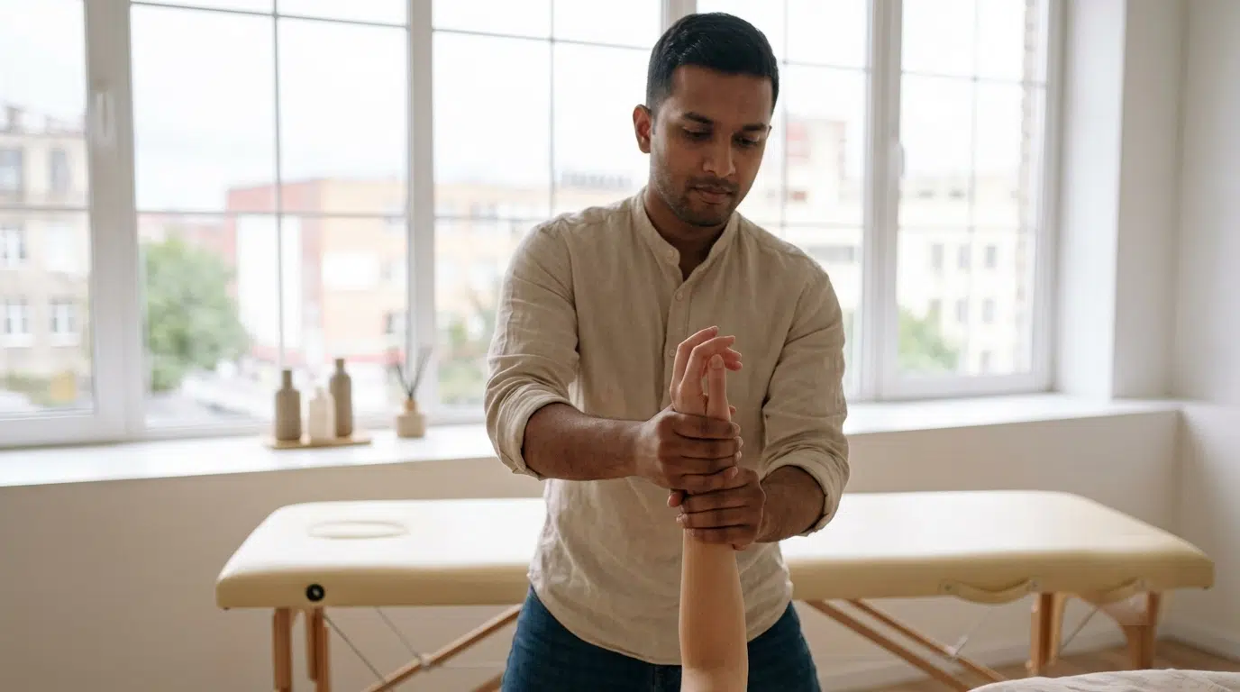 Masseur-kinésithérapeute en consultation